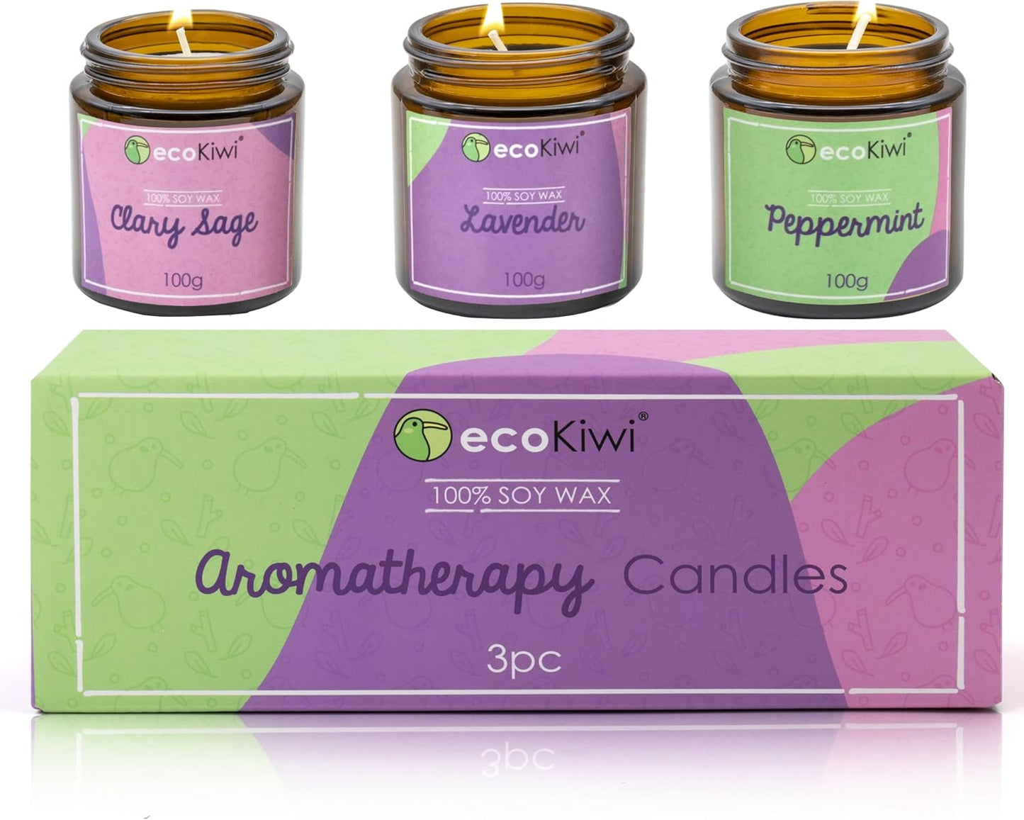 Scented Soy Candle Trio – 18% Essential Oil Content